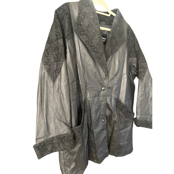 Vintage Wilsons Pelle Studio Thinsulate Black Leather & Suede Jacket Trench L - Picture 9 of 9